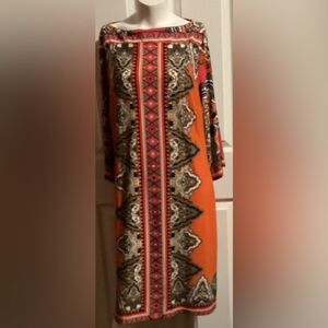 ORANGE DRESS WIITH PRINT